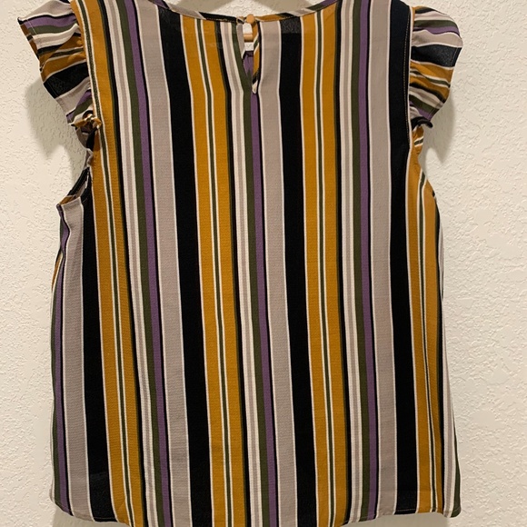 Monteau Tie Front  Boho Stripe Top Short Sleeve XL - Picture 5 of 9